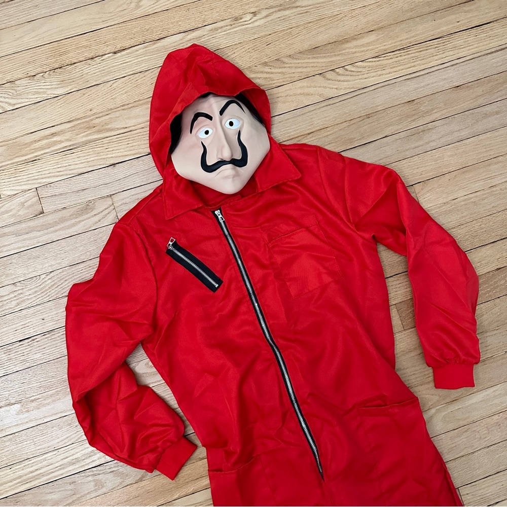 Money Heist/Squid GamesRed Hooded Costume Jumpsuit with Mask